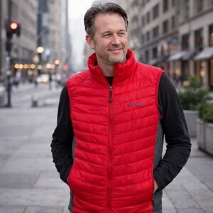 Columbia Vest Men's Red and Gray South Valley Lightweight Vest, Size L